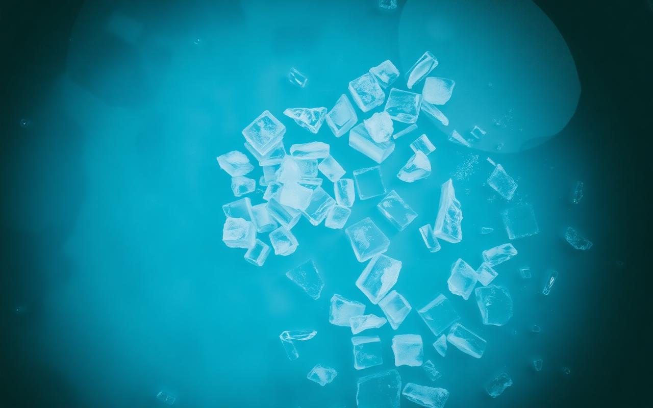 Top-down view of ice floating in glacial blue water