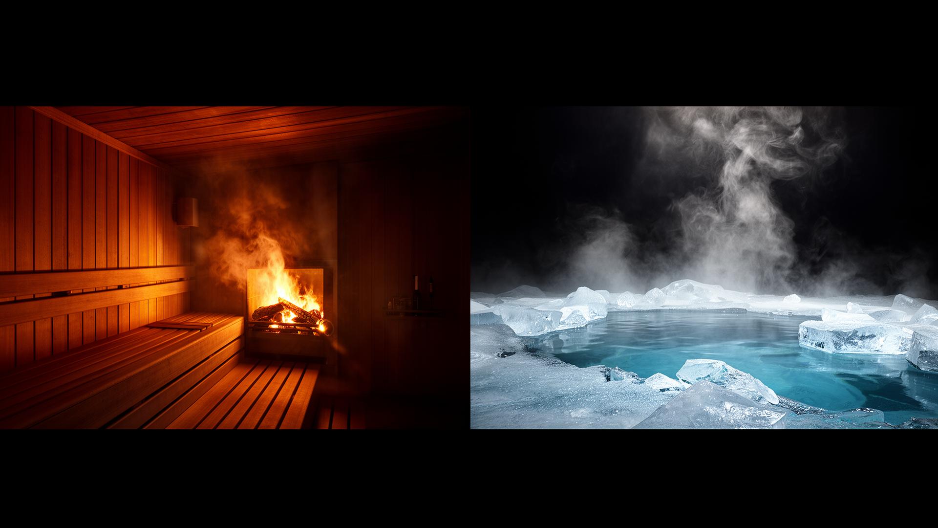 A wood-fired sauna meeting an icy cold plunge
